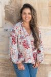 Womens, Morais blouse, full sleeve, 100% cotton, hand block print. In floral print - Roshan