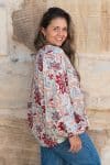 Womens, Morais blouse, full sleeve, 100% cotton, hand block print. In floral print - Roshan