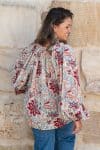 Womens, Morais blouse, full sleeve, 100% cotton, hand block print. In floral print - Roshan