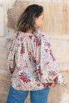 Womens, Morais blouse, full sleeve, 100% cotton, hand block print. In floral print - Roshan