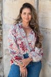 Womens, Morais blouse, full sleeve, 100% cotton, hand block print. In floral print - Roshan