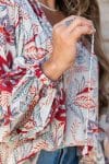 Womens, Morais blouse, full sleeve, 100% cotton, hand block print. In floral print - Roshan