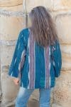 Womens, Rustic Kantha Jacket, handmade from 100% cotton recycled Vintage fabrics, in denim blue - Azur