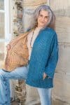Womens, Rustic Kantha Jacket, handmade from 100% cotton recycled Vintage fabrics, in denim blue - Azur