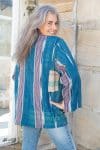 Womens, Rustic Kantha Jacket, handmade from 100% cotton recycled Vintage fabrics, in denim blue - Azur