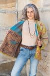Womens, Rustic Kantha Jacket, handmade from 100% cotton recycled Vintage fabrics, in Rustic 60's - Fenn