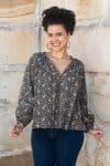 Womens, Morais blouse, full sleeve, 100% cotton, hand block print. In natural Kassis Raga
