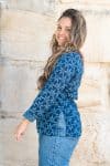 Womens, Mandalay blouse, 7/8 sleeve, 100% cotton, hand block print. In natural Indigo Rasa print.