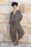 Womens, Morais blouse, full sleeve, and Sol Pant, 100% cotton, hand block print, hand stitched. In natural Kassis Raga