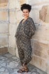 Womens, Morais blouse, full sleeve, and Sol Pant, 100% cotton, hand block print, hand stitched. In natural Kassis Raga