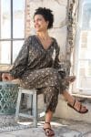 Womens, Morais blouse, full sleeve, and Sol Pant, 100% cotton, hand block print, hand stitched. In natural Kassis Raga