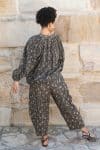 Womens, Morais blouse, full sleeve, and Sol Pant, 100% cotton, hand block print, hand stitched. In natural Kassis Raga
