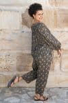 Womens, Morais blouse, full sleeve, and Sol Pant, 100% cotton, hand block print, hand stitched. In natural Kassis Raga