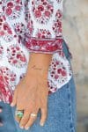 Womens, Mandalay blouse, 7/8 sleeve, 100% cotton, hand block print. In shades of pink and grey. Parisa