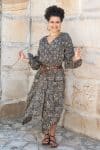 Womens, Morais blouse, full sleeve, and Coco Skirt, 100% cotton, hand block print, hand stitched. In natural Kassis Raga and Kassis Tahlia