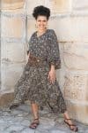Womens, Morais blouse, full sleeve, and Coco Skirt, 100% cotton, hand block print, hand stitched. In natural Kassis Raga and Kassis Tahlia
