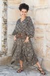 Womens, Morais blouse, full sleeve, and Coco Skirt, 100% cotton, hand block print, hand stitched. In natural Kassis Raga and Kassis Tahlia