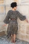 Womens, Morais blouse, full sleeve, and Coco Skirt, 100% cotton, hand block print, hand stitched. In natural Kassis Raga and Kassis Tahlia