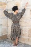Womens, Morais blouse, full sleeve, and Coco Skirt, 100% cotton, hand block print, hand stitched. In natural Kassis Raga and Kassis Tahlia