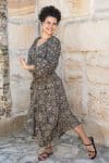 Womens, Morais blouse, full sleeve, and Coco Skirt, 100% cotton, hand block print, hand stitched. In natural Kassis Raga and Kassis Tahlia