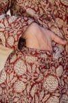 Womens, Tilbra Jacket, long sleeve, 100% cotton corduroy, hand block print. In natural Rustic Red Jivana print.