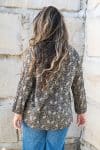 Womens, Kora blouse, full sleeve, 100% cotton, hand block print. In natural Kassis Raga print.