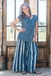 Womens, Sundra blouse, cap sleeves, & Apanna Pants, 100% cotton, hand block print. In Indigo Zari & Indigo Paint