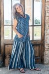 Womens, Sundra blouse, cap sleeves, & Apanna Pants, 100% cotton, hand block print. In Indigo Zari & Indigo Paint