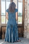 Womens, Sundra blouse, cap sleeves, & Apanna Pants, 100% cotton, hand block print. In Indigo Zari & Indigo Paint