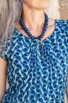 Womens, Sundra blouse, cap sleeves, 100% cotton, hand block print. In Indigo Zari