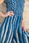 Womens, Sundra blouse, cap sleeves, & Apanna Pants, 100% cotton, hand block print. In Indigo Zari & Indigo Paint