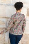 Womens, Tilbra Jacket, long sleeve, 100% cotton corduroy, hand block print. In green & pink, Birds of Paradise print