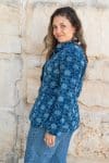 Womens, Tilbra Jacket, long sleeve, 100% cotton corduroy, hand block print. In natural Indigo Lila