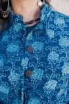 Womens, Tilbra Jacket, long sleeve, 100% cotton corduroy, hand block print. In natural Indigo Lila