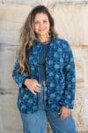 Womens, Tilbra Jacket, long sleeve, 100% cotton corduroy, hand block print. In natural Indigo Lila