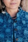 Womens, Tilbra Jacket, long sleeve, 100% cotton corduroy, hand block print. In natural Indigo Lila