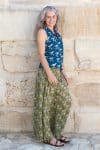 Womens, Tagai blouse, sleeveless, & Apanna Pants, 100% cotton, hand block print, in Indigo Crow & Edentree