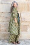 Womens, Shimla Coat, 7/8 sleeve, 100% cotton, hand block print. In vibrant green Edentree