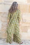 Womens, Shimla Coat, 7/8 sleeve, 100% cotton, hand block print. In vibrant green Edentree