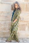 Womens, Shimla Coat, 7/8 sleeve, 100% cotton, hand block print. In vibrant green Edentree