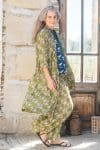 Womens, Shimla Coat, 7/8 sleeve, 100% cotton, hand block print. In vibrant green Edentree