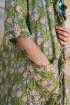 Womens, Shimla Coat, 7/8 sleeve, 100% cotton, hand block print. In vibrant green Edentree