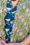 Womens, Shimla Coat, 7/8 sleeve, 100% cotton, hand block print. In vibrant green Edentree