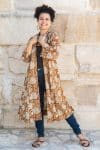 Womens, Tula Coat, full sleeve, 100% cotton, hand block print. In copper brown - Masala print