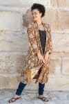 Womens, Tula Coat, full sleeve, 100% cotton, hand block print. In copper brown - Masala print