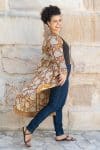Womens, Tula Coat, full sleeve, 100% cotton, hand block print. In copper brown - Masala print