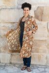 Womens, Tula Coat, full sleeve, 100% cotton, hand block print. In copper brown - Masala print