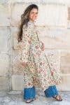 Womens, Tula Coat, full sleeve, 100% cotton, hand block print. In sepia floral - Rumi print.