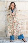 Womens, Tula Coat, full sleeve, 100% cotton, hand block print. In sepia floral - Rumi print.