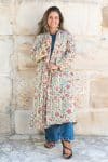 Womens, Tula Coat, full sleeve, 100% cotton, hand block print. In sepia floral - Rumi print.
